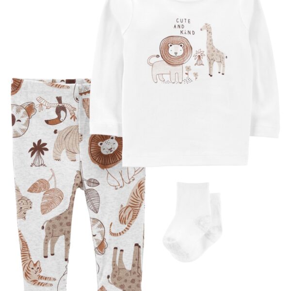 Set 3 piezas pantalón rem medias león