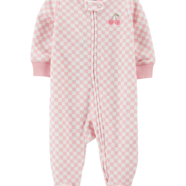 Pijama una pieza con pie bordado cerezas