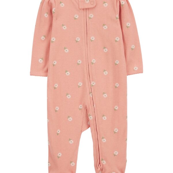 Pijama una pieza con pie floral acanalado