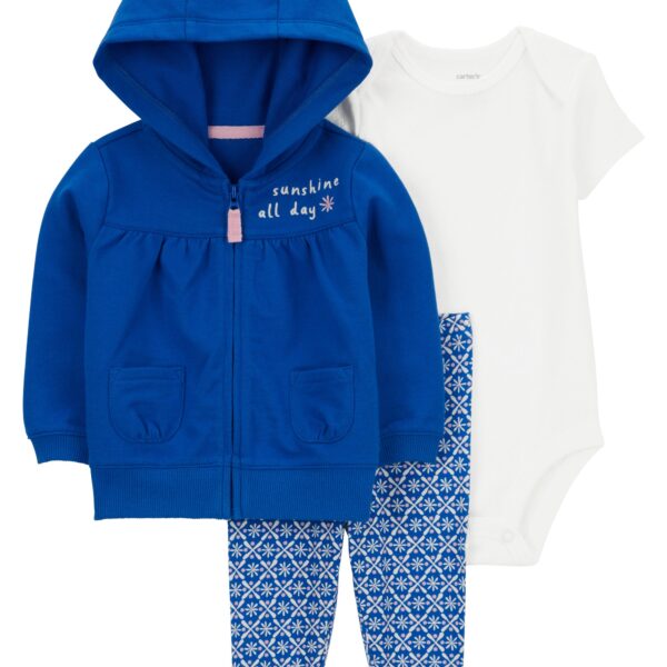 Set 3 piezas campera pantalón y body manga corta