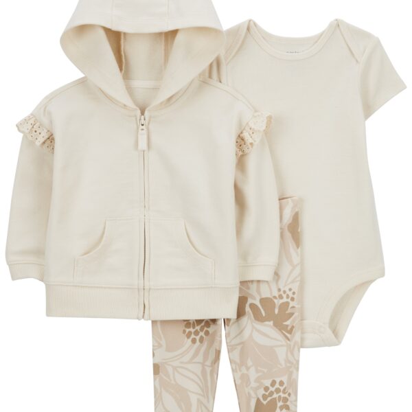 Set 3 piezas campera pantalón y body manga corta