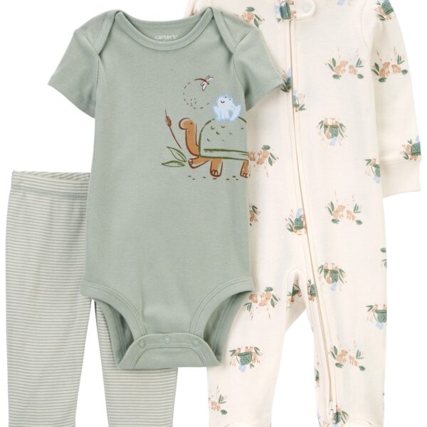 Set 3 piezas pijama pantalón body tortuga