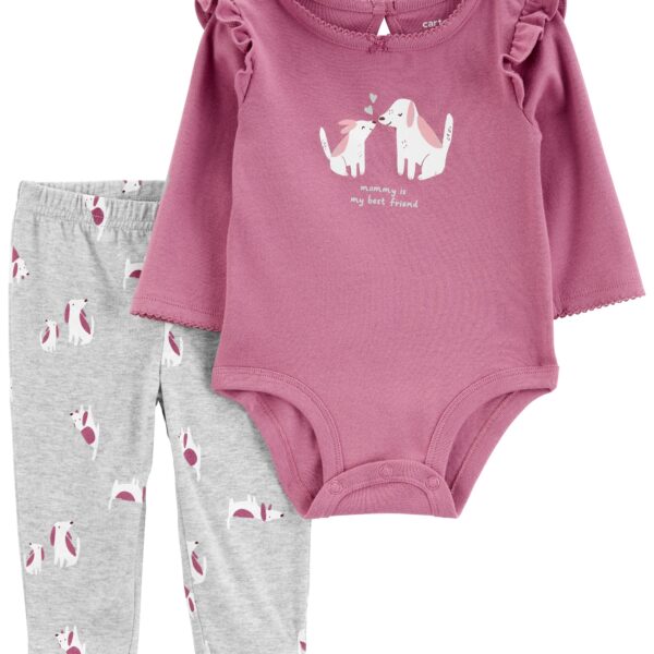 Set 2 piezas pantalón y body manga larga perros