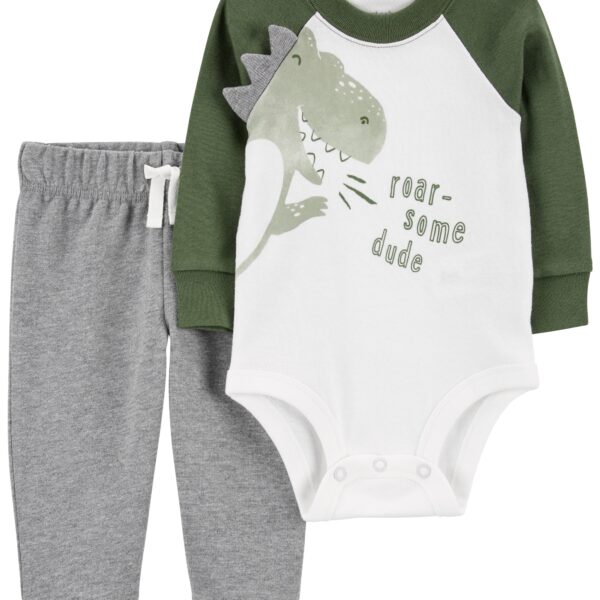 Set 2 piezas pantalón y body dino