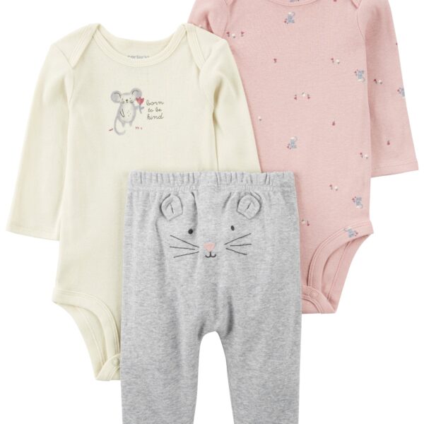 Set 3 piezas pantalón y 2 bodies ratoncita