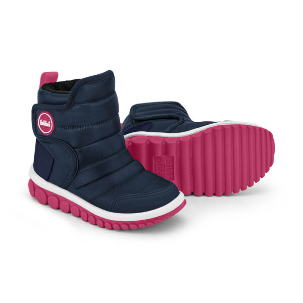 Botas Infantiles Bibi Roller 2.0 Drop azul marino con suela rosa