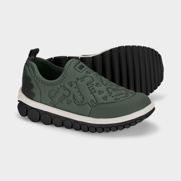 Championes BIBI  Infantiles Roller 2.0 en color verde y diseño de dinosaurios