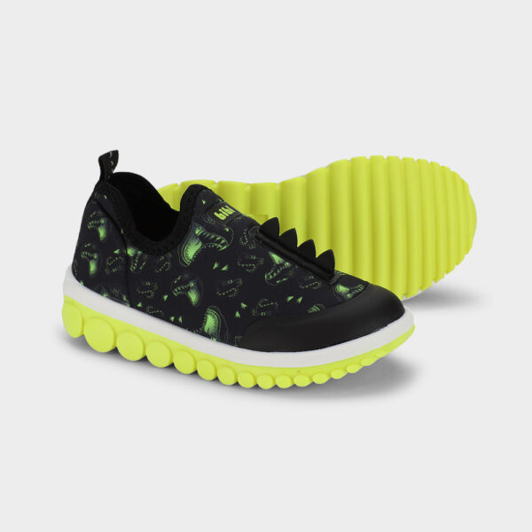 Championes Infantiles Bibi Roller 2.0 negros con diseño de dinosaurio